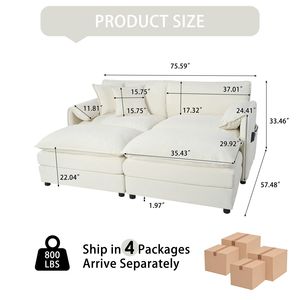 Divano Modulare Cloud con Seduta Profonda, 2 Pouf e Cuscini Morbidi, Combinazione Fai-da-Te per Soggiorno, Divanetto per Appartamento - Product Image 6