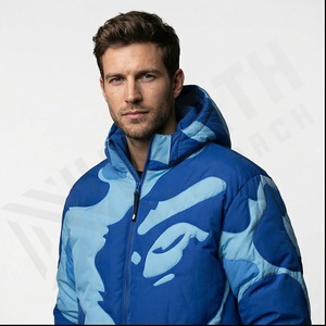 Veste polaire d'hiver confortable et extérieure pour hommes vestes gonflées de couleur personnalisée solide pour hommes plume de canard - Product Image 4