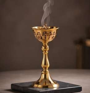 Handmade Metal Iron <b>Incense</b> <b>Cone</b> Holder Pedestal Burner Ash Catcher Aromatherapy Goblet Decor - Product Image 1