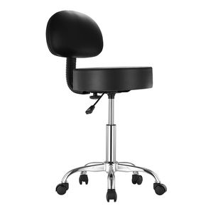 Sgabello Girevole Regolabile in Altezza con Schienale e Ruote in Pelle PU Rinforzata, Capacità di Carico 450 LBS, Arredamento per Salone - Product Image 1