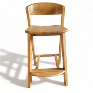 Chaise de bar au design minimaliste avec finition naturelle et structure en bois de teck pour la décoration de meubles de maison - Product Image 2