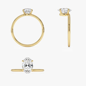 Bague de fiançailles classique en or jaune pour femme, diamant de laboratoire de qualité supérieure, taille ovale, 1 carat - Product Image 3