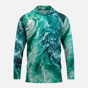 เสื้อเจอร์ซีย์มีฮู้ดแขนยาว พิมพ์ลายคลื่นทะเลสีน้ำเงิน สำหรับผู้ใหญ่ทั้งชายและหญิง ระบายความชื้นได้ดี ทรงปกติ พิมพ์ลายดิจิตอล - Product Image 5