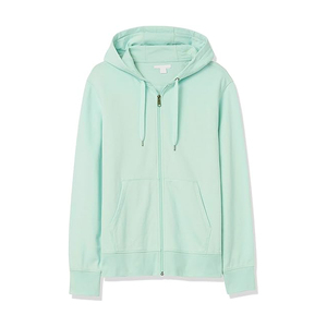 Sudadera con Capucha Verde Menta, Cierre de Cremallera, Corte Regular, Felpa Francesa de Algodón, Casual, Otoño, Unisex, con Bolsillo Delantero - Product Image 1