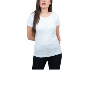Camiseta básica personalizada, camiseta para mujer con estampado en blanco, camiseta ajustada, Camiseta de algodón liso con cuello redondo, proveedor para mujer de BD - Product Image 6