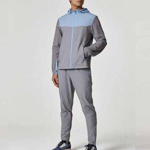 Custom Men's Lightweight Polyester Tracksuit Hooded <b>Zip</b> <b>Up</b> <b>Jacket</b> and Pants Set Athletic Fit Sportswear with Zipper Pockets OEM - Product Image 5