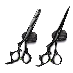 Tijeras de Entresacar Profesionales de Acero Inoxidable Black Dragon para Peluquería y Barbería, Juego para Diestros con Mango de Dragón, Premium, Afiladas, 30 - Product Image 1