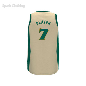 Camiseta de Baloncesto Personalizada Spark Clothing, Sin Mangas, Verde y Crema, Absorbente de Humedad, Poliéster, Unisex para Adultos - Product Image 2