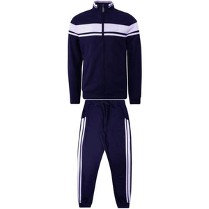 Pantalones Deportivos Unisex Azul Oscuro con Rayas Blancas, Largos, Casuales, para Otoño, con Cierre de Cordón y Bolsillos Laterales - Product Image 1