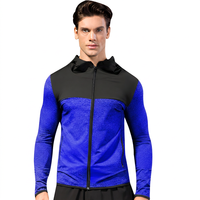 Sweat-shirt à capuche zippé pour homme, coupe ajustée, séchage rapide, tricoté, veste de sport pour l'entraînement, automne, couleur unie gris noir