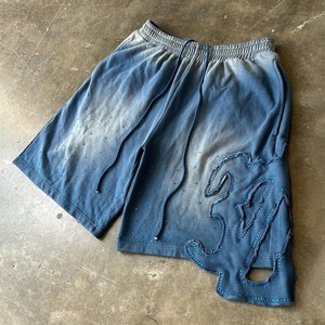 Nouveau style short pour homme en coton délavé à l'acide avec cordon de serrage, motif imprimé en relief, personnalisable - Product Image 5