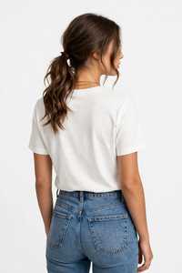 เสื้อยืดผู้หญิงฤดูร้อน สีกรมท่า ผ้าฝ้ายนุ่ม สวมใส่สบาย แขนสั้น ระบายอากาศได้ดี คุณภาพสูง ปรับแต่งได้ แฟชั่นเสื้อผ้า คอกลม - Product Image 4
