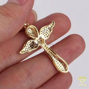 Colgante de Cruz de Ángel en Plata de Ley 925 con Diamante Moissanite VVS, Joyería Hip Hop - Product Image 3