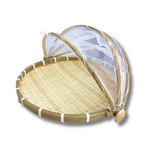 Premium Vietnamese BAMBOO <b>TRAY</b> with Mesh Net Traditional & Eco-Friendly Food Protection Serving <b>Tray</b> Home Decor - Product Image 1