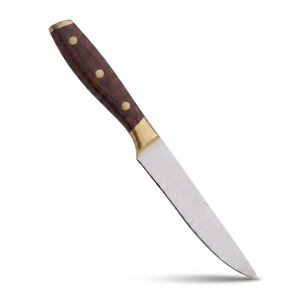 Premium 4-Piece Steak <b>Knife</b> <b>Set</b> with Ergonomic Wooden Handles & Brass Accents - Product Image 1