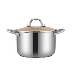 Marmite à soupe en acier inoxydable avec couvercle en verre, compatible induction, ustensile de cuisine robuste - Product Image 1