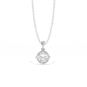Pendentif Aarinya pour femme en or rose-blanc-jaune 9 carats avec diamant de laboratoire rond brillant et halo pavé en spirale lumineuse - Product Image 5