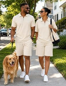 Men Summer <b>Knitted</b> Embroidered 100% Cotton Quick Dry Short Sleeve Custom Logo Joggers Suits <b>Set</b> Shirt and Short <b>Set</b> - Product Image 2
