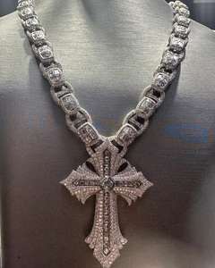 Collar con Cruz de Moissanita, Plata 925, Colgante de Lujo de Moda, Regalos Cristianos, Colgante de Fe Religiosa, Colgante Iced Out Estilo Rapper - Product Image 1