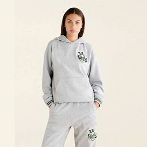 Sweat à capuche en molleton gris chiné coton-polyester avec logo personnalisé, fabricant OEM ODM, fournisseur, usine, vente en gros, unisexe - Product Image 6