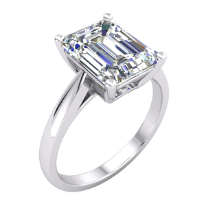 Bague de fiançailles de luxe en argent 925 plaqué rhodium avec diamant de laboratoire certifié IGI 3,02 carats taille émeraude pour femme, par Divya Creations - Product Image 1