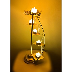 Porte-bougie en laiton doré avec manchon en verre, forme cylindrique, pour la décoration de la maison, design durable - Product Image 2