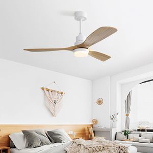 Ventilatore da soffitto reversibile da 52 pollici con motore DC, luce LED dimmerabile e telecomando a 6 velocità, 3 pale in legno per camere da letto - Product Image 3
