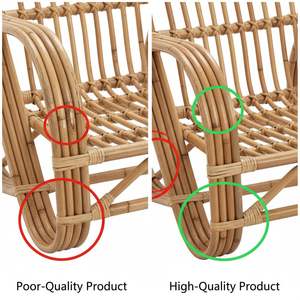 Chaises de salle à manger en rotin naturel, chaise de salle à manger en rotin tissé à la main, structure en bois massif, meubles modernes pour la cuisine et la salle à manger - Product Image 2