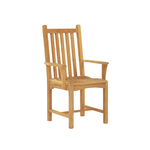 Chaise de jardin en teck massif avec accoudoirs, durable, imperméable, confortable, mobilier d'extérieur, design à pieds effilés pour patio - Product Image 1
