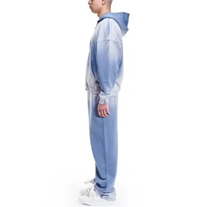 Men's Full <b>Zip</b> <b>Hooded</b> Tracksuit Gradient Color Loose Fit Side Pockets Autumn Casual Wear 100% Cotton Midweight - Product Image 2
