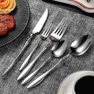 Ensemble de couverts en bois naturel réutilisables, fourchette, cuillère, couteau, baguettes, vaisselle écologique, ustensiles de cuisine - Product Image 4