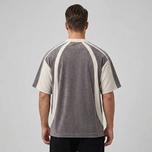 Camiseta Unisex Gris con Mangas en Contraste, Cuello Redondo, Casual, Manga Corta, 100% Algodón Jersey, 250GSM, Transpirable, Ecológica - Product Image 3