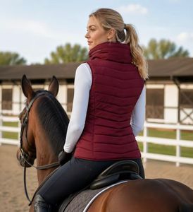 Pink <b>Quilted</b> Linen Knitted Vest Stand Collar Waterproof Windproof Breathable Casual Autumn Wear Polyester <b>Wadding</b> Slim Fit - Product Image 5