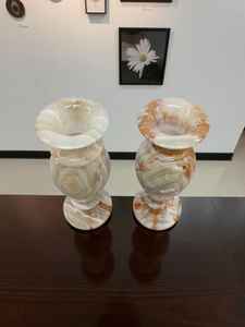 Vase en marbre onyx vert, fait main, luxe, pierre naturelle, vase à fleurs pour la décoration de la maison, centre de table, vente en gros - Product Image 3