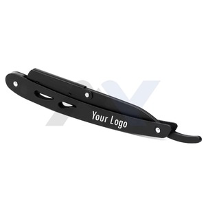 Navaja de Barbero Profesional de Acero Inoxidable Premium con Cierre Oscilante y Funda de Cuero, Personalizable con Logotipo - Product Image 2