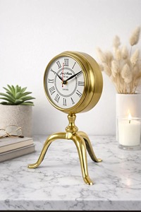 Wholesale Customizable Brass Desk <b>Clock</b> Circular Shape <b>Roman</b> Numerals Quartz Movement Silent Non Ticking Hourly Chiming - Product Image 5