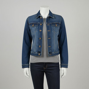 Nouvelle Arrivée Veste Courte en Jean pour Femme Col Rabattu Manches Longues Style Urbain Boutons Automne Coton Denim - Product Image 1