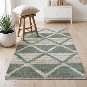 Tapis d'intérieur en jute tissé à la main, motif diamant Harlequin bleu, 300 × 400 cm, pour salon familial, collection scandinave et design - Product Image 4