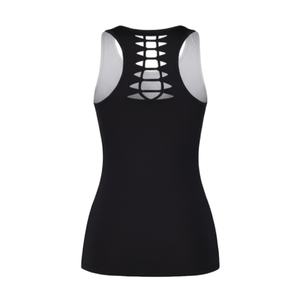 Custom Logo Women's <b>Strappy</b> Back Yoga Tank <b>Top</b> Heather Grey Gym Singlet Quick Dry Breathable Fitness Vest Wholesale - Product Image 2