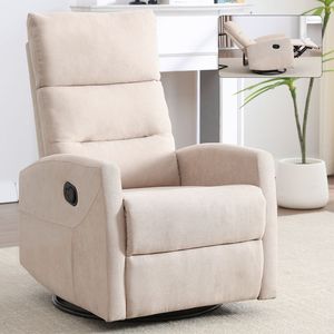 Fauteuil inclinable manuel beige avec fonction bascule et pivotant pour salon - Product Image 1