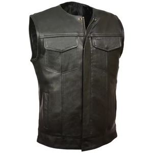 Hot Selling New Style Lightweight Casual Breathable Winter <b>Men's</b> Genuine Leather <b>Vest</b> <b>Slim</b> Fit Customizable Wholesale Windproof - Product Image 1