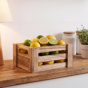 Panier de rangement en bois moderne et écologique personnalisé avec poignées, finition lisse, durable, multi-usages, pour la cuisine, le bureau, l'organisation - Product Image 1