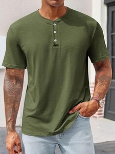 <b>Henley</b> <b>Shirt</b> Summer Neck <b>Men's</b> T-<b>Shirt</b> Front Logo Twill Regular Fit Eco-Friendly Quick Dry Short Sleeve - Product Image 1