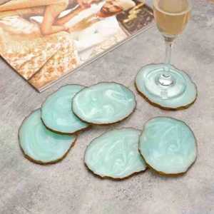 Ceramic Round <b>Coasters</b> Wholesale Modern Light Luxury Wood Epoxy <b>Coasters</b> Square Tea Heat Insulation Mats Resin Wood <b>coaster</b> - Product Image 6
