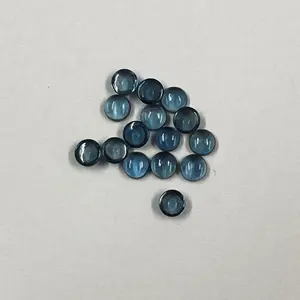 Piedras preciosas de 4mm, calidad AAA, Topacio azul Natural de Londres, cabujón redondo, piedras preciosas semipreciosas sueltas de fabricante - Product Image 1