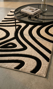 Eco-Friendly <b>Hand</b>-<b>Tufted</b> Wool <b>Rug</b> | Abstract Green & Beige Flowing Line Carpet Home Decor Gift Factory Price - Product Image 6