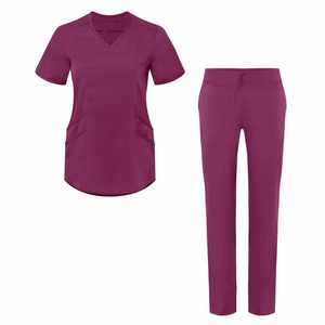 Ensemble de pantalons de jogging et blouses médicales professionnelles de premier choix – Uniforme d'infirmière confortable en tissu tricoté à manches courtes avec broderie - Product Image 3