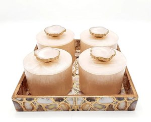 Premium Quality Resin storage jars With Lids for dry fruits Nuts containers Cylinder shape decorative tray Oriental style jar - Product Image 5