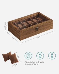 AHTE MANUEXPO UR-065 10 Slot Wood Watch Box Holder Organizer Large Glass Lid Watch <b>Display</b> <b>Case</b> Removable Pillows Jewelry - Product Image 4