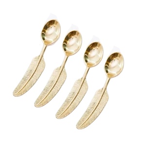 Vajilla de acero inoxidable 18/8, juego de cucharas chapadas en oro/4 cubiertos SS, juego de cucharas, decoración de mesa y fiesta de boda usada - Product Image 5